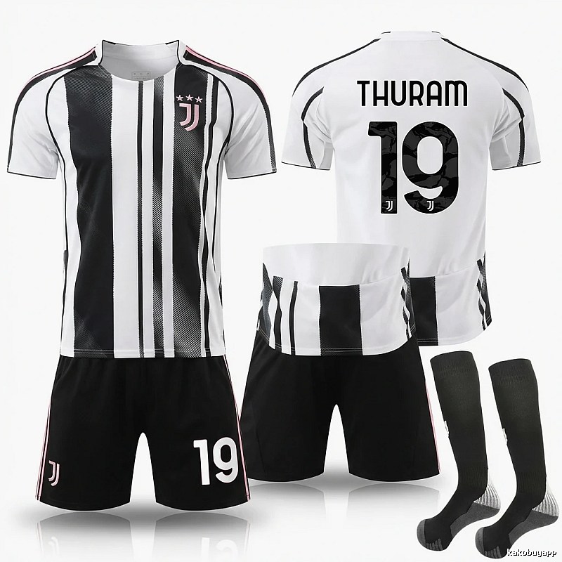The black and white striped football jersey of Juventus.