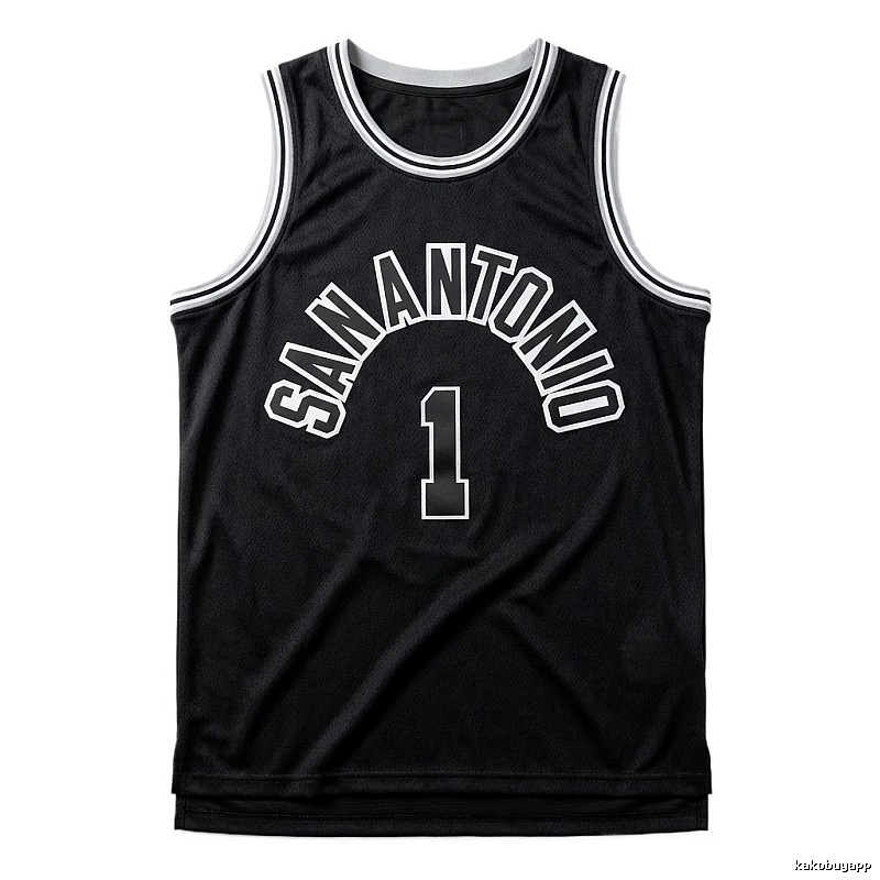 The black jersey of the San Antonio Spurs' Wembanyama style.