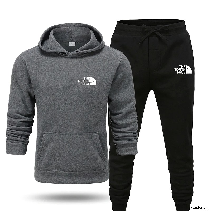 The North Face Simple Gray and Black Sportswear Set