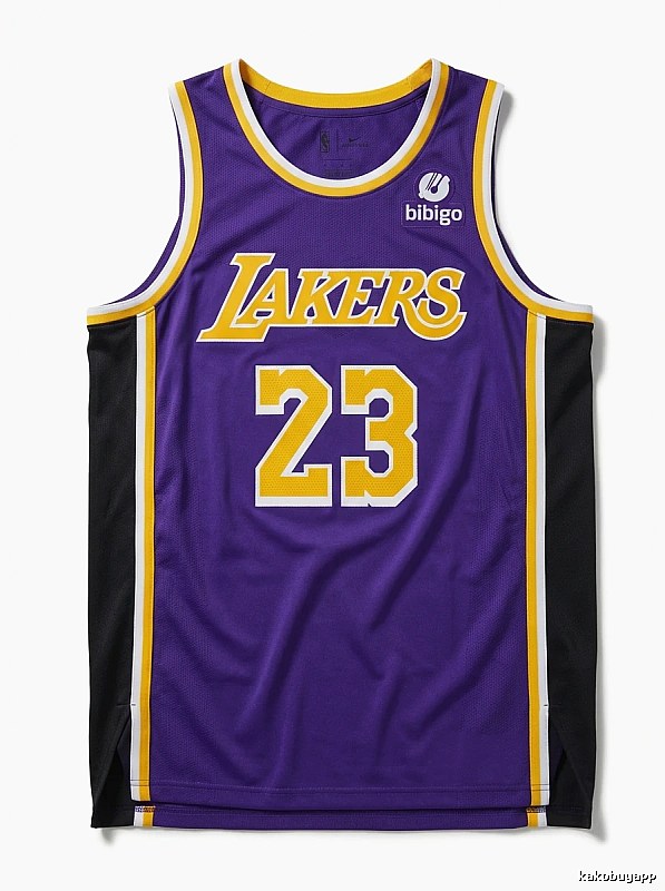The retro-style No. 23 jersey of the Los Angeles Lakers.