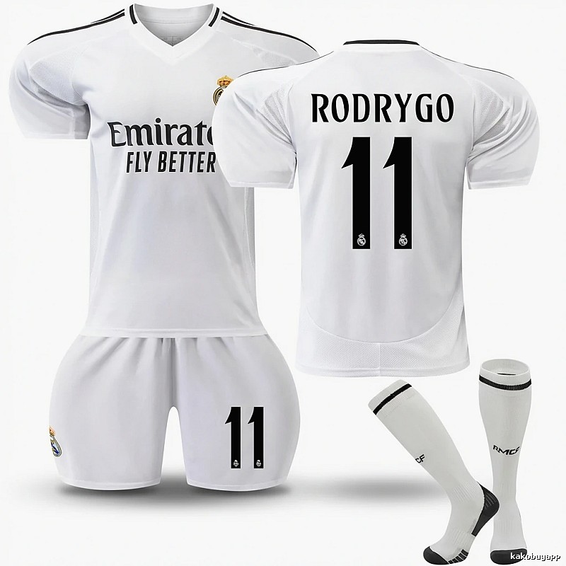 The white football jersey of the Real Madrid home field.