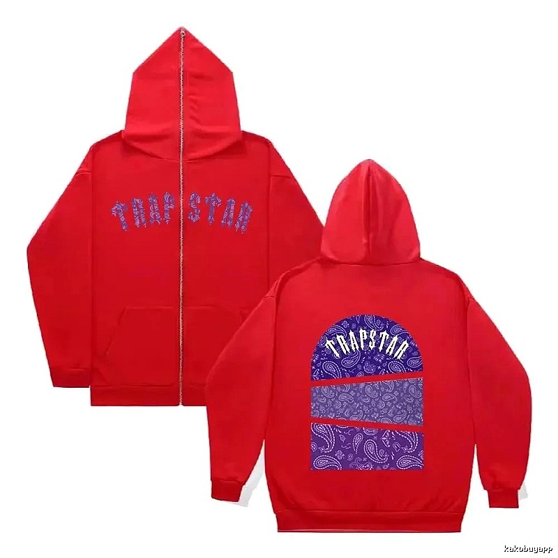 Trapstar Patterned Graphic zip hoodie Black Zip Pink with Polished Detail