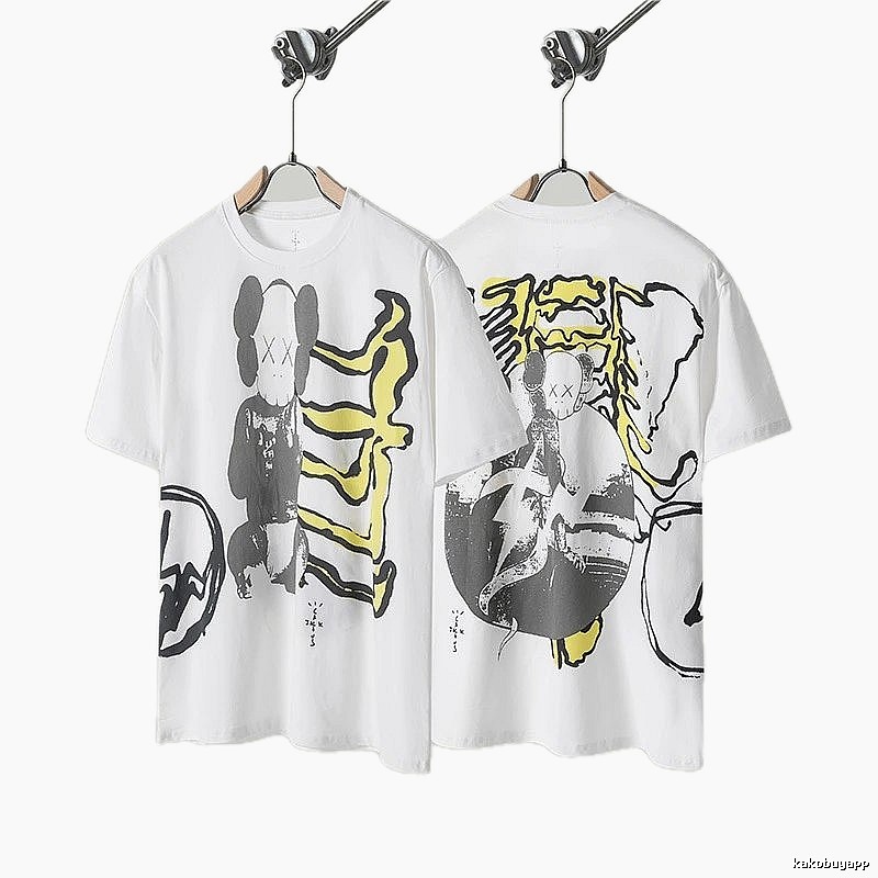 Travis Scott KAWS Graffiti Street Style White T-shirt