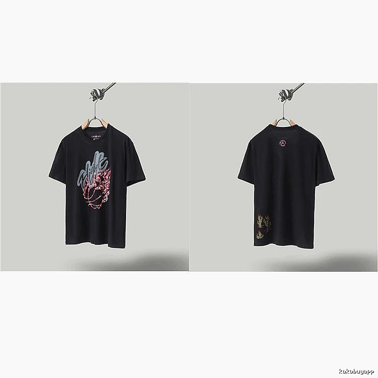 Travis Scott x Air Jordan Graffiti-style Black Short-sleeve T-shirt
