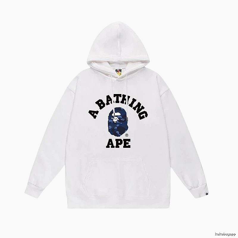 White hoodie with Bape Ape Head print