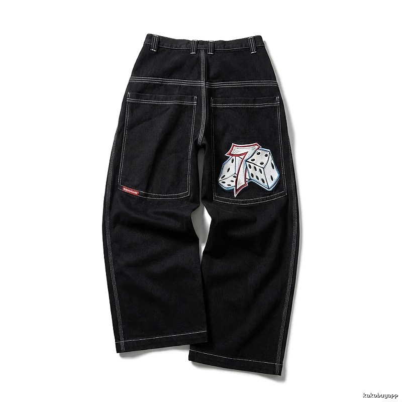 Y2K Dice Style Black Pants